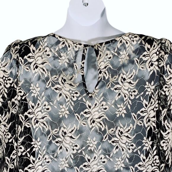 Vintage Pat Richards Black Evening Dress Size 14 Maiello Midi White Lace Holiday - Picture 12 of 16